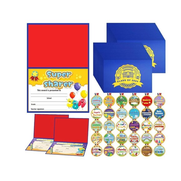 30 Set Kindergarten Student Award Certificate and Medals for Kids Preschool Clas - Picture 1 of 6